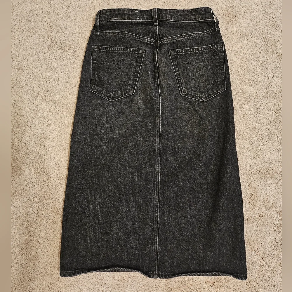 Rag & Bone Denim Skirt Slit Dark Grey 24 - Picture 2 of 5